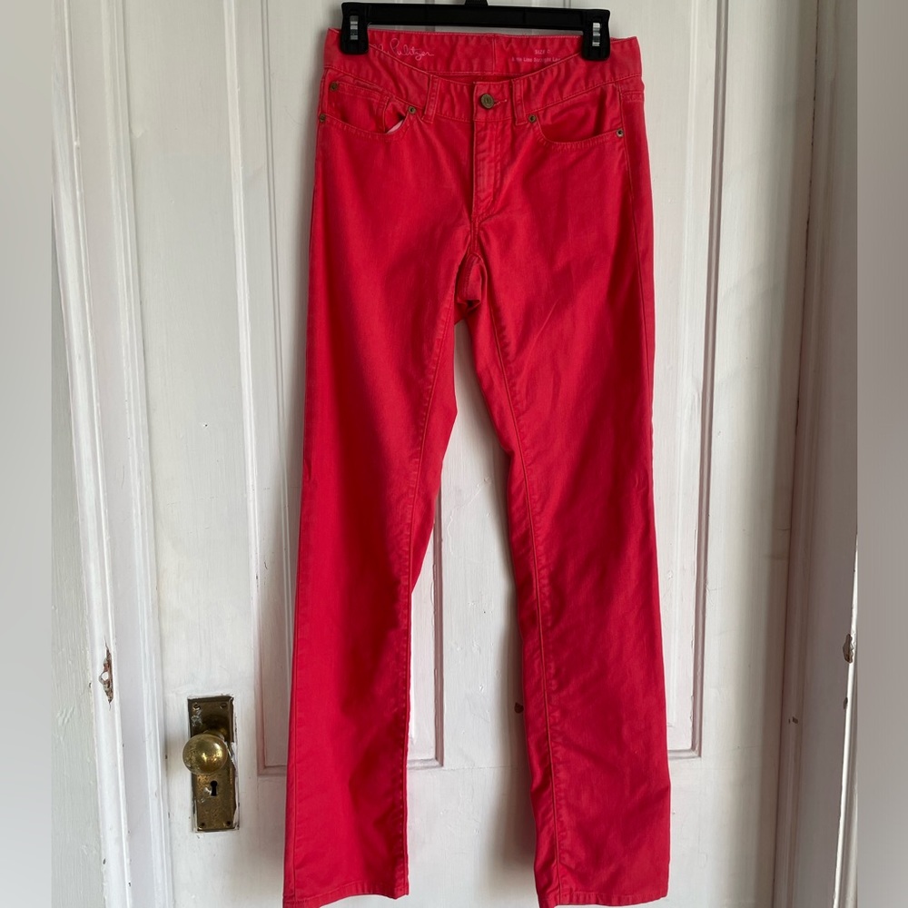 Lilly Pulitzer Pink Main Line Straight Leg Jeans 0
